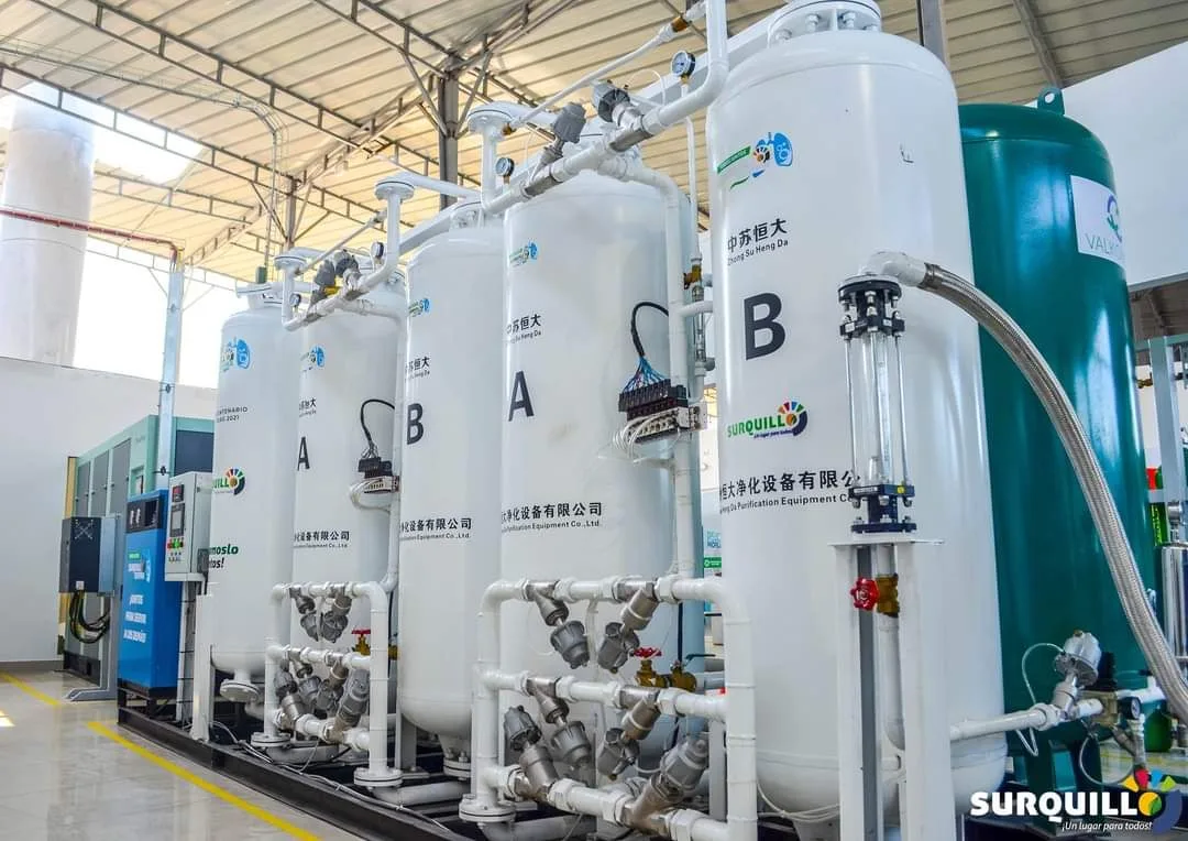 Medical oxygen generator and storage tanks in Peru